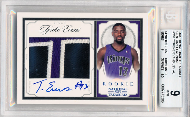 Panini 2009-2010 National Treasures Century Platinum #204 Tyreke Evans 2/5 / BGS Grade 9 / Auto Grade 10