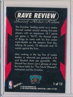 SkyBox 1997-1998 Z-Force Rave Review #1/12 Shareef Abdur-Rahim