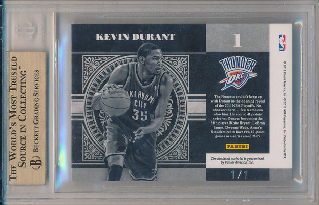 Panini 2010-2011 National Treasures Colossal Materials  #1 Kevin Durant 1/1 / BGS Grade 9.5