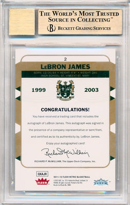 Fleer 2011-2012 Retro  Autographs #2 Lebron James  / BGS Grade 9.5 / Auto Grade 10