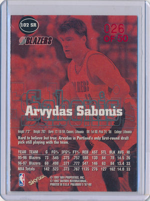 SkyBox 1997-1998 Premium Star Rubies #102SR Arvydas Sabonis 26/50