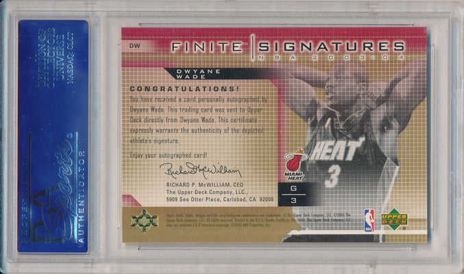 Upper Deck 2003-2004 UD Finite Finite Signatures #DW Dwyane Wade 3/10 / PSA Grade 10