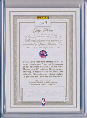 Panini 2012-2013 Flawless Emerald Jumbo Patches #17 Greg Monroe 5/5