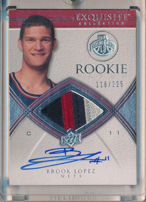 Upper Deck 2008-09 Exquisite Collection Rookie Jersey Auto #64 Brook Lopez 116/225