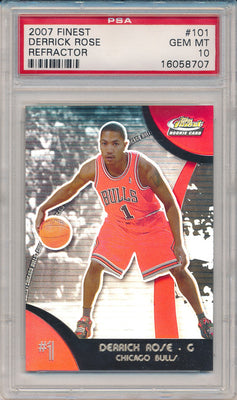 Topps 2007-08 Finest Refractor  #101 Derrick Rose  / PSA Grade 10