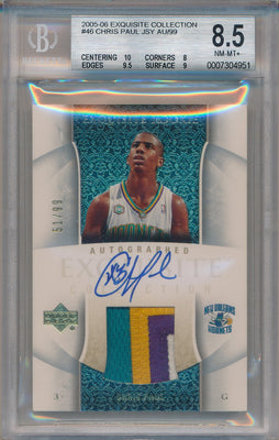 Upper Deck 2005-2006 Exquisite Collection Exquisite Rookie #46-AP Chris Paul 51/99 / BGS Grade 8.5 / Auto Grade 10