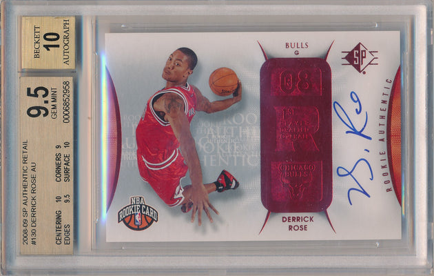 Upper Deck 2008-09 SP Authentic Retail Rookie Jersey Auto  #130 Derrick Rose  / BGS Grade 9.5 / Auto Grade 10