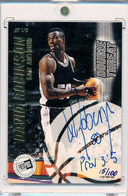 Press Pass 1997-1998 Double Threat Dual Autographs #DT 1/6 David Robinson / Tim Duncan  15/100