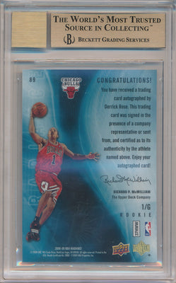 Upper Deck 2008-09 Radiance  Rookie Auto #89 Derrick Rose 17/99 / BGS Grade 9.5 / Auto Grade 10