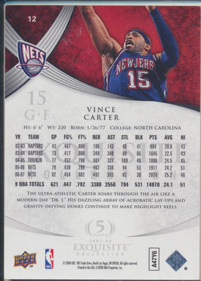 Upper Deck 2007-2008 Exquisite Collection Base #12 Vince Carter 176/225