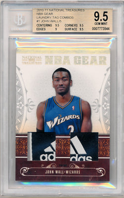 Panini 2010-2011 National Treasures NBA Gear Laundry Tag Combos #1 John Wall 3/5 / BGS Grade 9.5