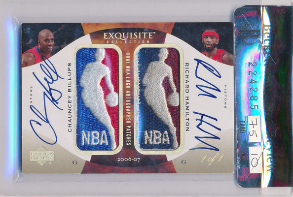 Upper Deck 2006-2007 Exquisite Collection Logoman Autographs Dual #ADL-BH Chauncey Billups / Richard Hamilton 1/1 / BGS Grade 7.5 / Auto Grade 10