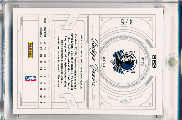 Panini 2009-2010 National Treasures Century Platinum #223 Rodrigue Beaubois 4/5