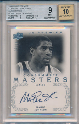 Upper Deck 2008-2009 UD Premier   Consumate Masters #CM-MJ Magic Johnson 7/15 / BGS Grade 9 / Auto Grade 10