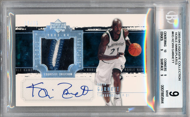 Upper Deck 2003-2004 Exquisite Collection Noble Nameplates #NN-KG Kevin Garnett 19/25 / BGS Grade 9 / Auto Grade 10