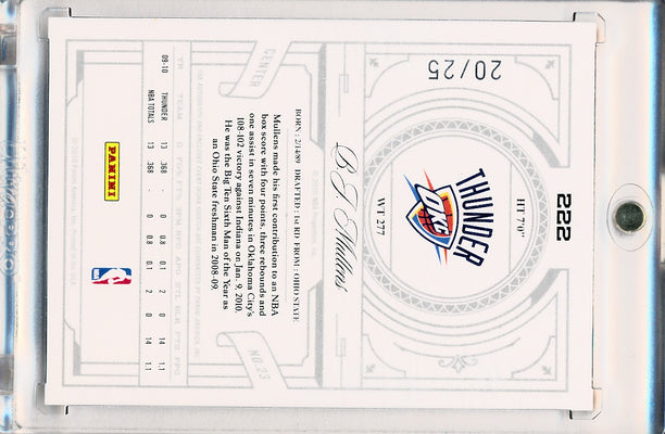 Panini 2009-2010 National Treasures Century Gold #222 B.J. Mullens 20/25