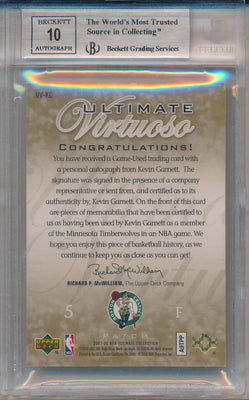 Upper Deck 2007-2008 Ultimate Collection Virtuoso Patches #UV-KG Kevin Garnett 2/10 / BGS Grade 9 / Auto Grade 10