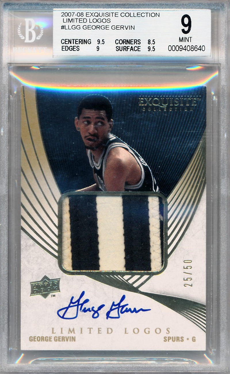 Upper Deck 2007-2008 Exquisite Collection Limited Logos #LLGG George Gervin 25/50 / BGS Grade 9 / Auto Grade 10