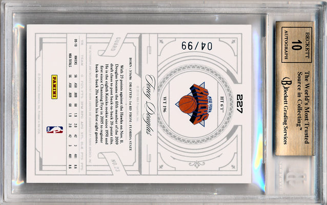 Panini 2009-2010 National Treasures Century Silver #227 Toney Douglas 4/99 / BGS Grade 9.5 / Auto Grade 10