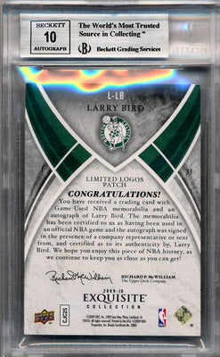 Upper Deck 2009-2010 Exquisite Collection Limited Logos #LLB Larry Bird 5/16 / BGS Grade 8.5 / Auto Grade 10