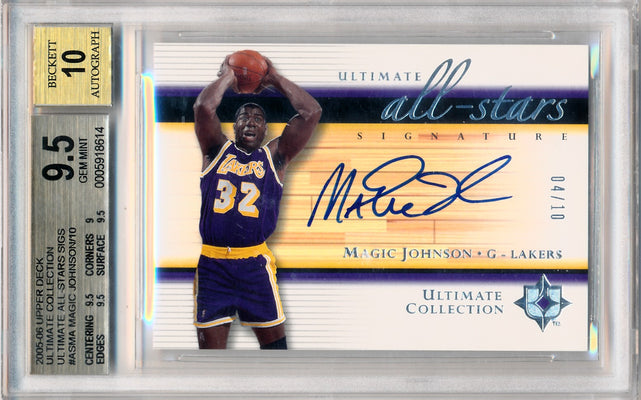 Upper Deck 2005-2006 Ultimate Collection All-Stars Sigs #ASMA Magic Johnson 4/10 / BGS Grade 9.5 / Auto Grade 10