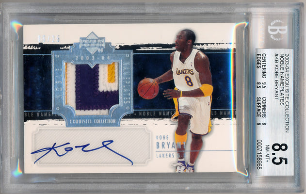 Upper Deck 2003-2004 Exquisite Collection Noble Nameplates #NN-KB Kobe Bryant 06/25 / BGS Grade 8.5 / Auto Grade 10