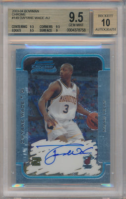 Topps 2003-2004 Bowman Chrome Rookie Card #149 Dwyane Wade 39/250 / BGS Grade 9.5 / Auto Grade 10