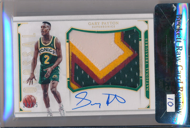 Panini 2015-2016 National Treasures Colossal Jumbo Patch Auto #CJ-GPT Gary Payton 23/25 / BGS Grade 8 / Auto Grade 10