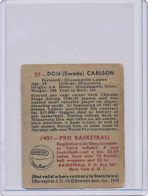 Minneapolis Lakers   #37 Don (Swede) Carlson  / PSA Grade