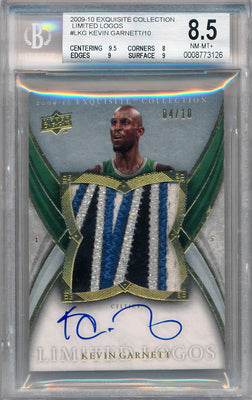 Upper Deck 2009-2010 Exquisite Collection Limited Logos #LKG Kevin Garnett 4/10 / BGS Grade 8.5 / Auto Grade 10