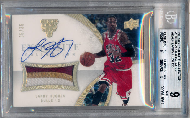 Upper Deck 2007-2008 Exquisite Collection Autographed Patches #EALH Larry Hughes 5/35 / BGS Grade 9 / Auto Grade 10