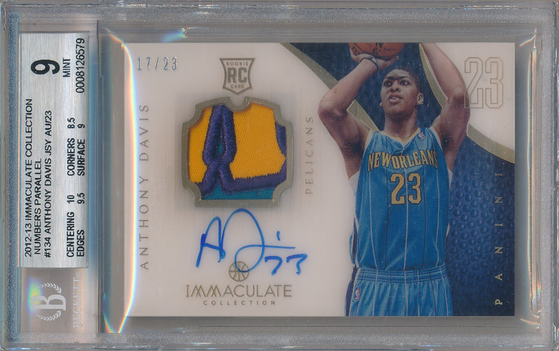 Panini 2012-2013 Immaculate Collection Numbers Parallel #134 Anthony Davis 17/23 / BGS Grade 9 / Auto Grade 10