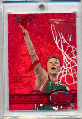 Skybox 1997-1998 Metal Universe Championship Precious Metal Gems Red #65 Detlef Schrempf 56/100