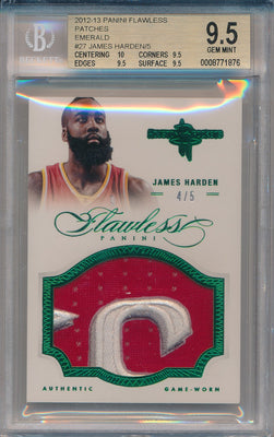 Panini 2012-2013 Flawless Emerald Jumbo Patches #27 James Harden  4/5 / BGS Grade 9.5