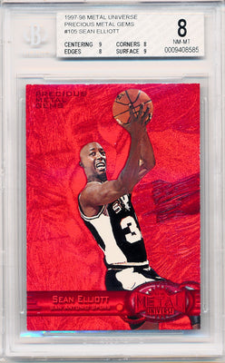 Skybox 1997-1998 Metal Universe Championship Precious Metal Gems Red #105 Sean Elliott 82/100 / BGS Grade 8