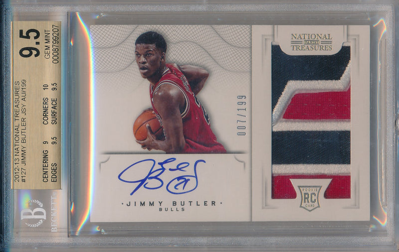 Panini 2012-2013 National Treasures Rookie Card #127 Jimmy Butler 7/199 / BGS Grade 9.5 / Auto Grade 10