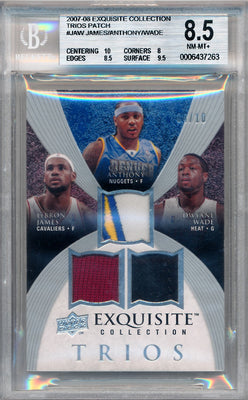 Upper Deck 2007-2008 Exquisite Collection Trios Patch #JAW Lebron James / Carmelo Anthony / Dwyane Wade 4/10 / BGS Grade 8.5