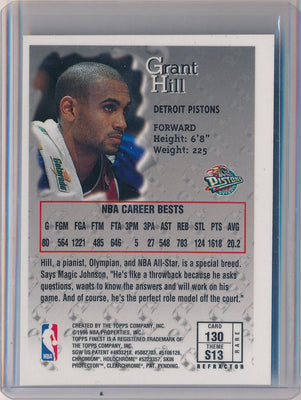 Topps 1995-1996 Finest  Sterling Gold Refractor W/ Peel #130 Grant Hill