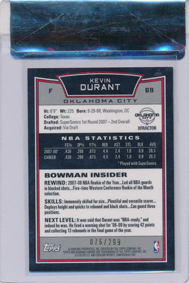 Topps  2008-2009 Bowman Chrome X-Fractor #69 Kevin Durant 76/299 / BGS Grade 8.5