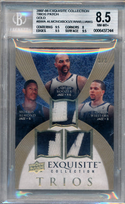 Upper Deck 2007-2008 Exquisite Collection Trios Patch Gold #BWA Morris Almond / Carlos Boozer / Deron Williams 3/3 / BGS Grade 8.5