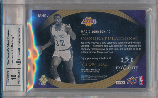 Upper Deck 2007-2008 Exquisite Collection Inscriptions #IA-MJ Magic Johnson 7/25 / BGS Grade 8.5 / Auto Grade 10