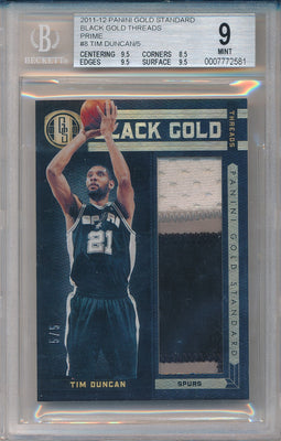 Panini 2011-2012 Gold Standard Black Gold Threads #BG-B Tim Duncan 5/5 / BGS Grade 9