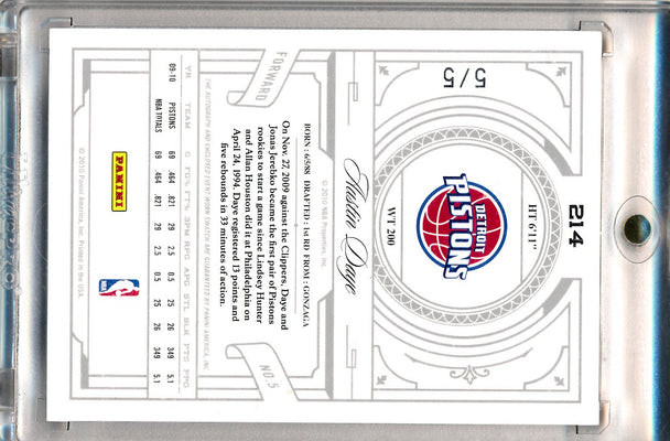 Panini 2009-2010 National Treasures Century Platinum #214 Austin Daye 5/5