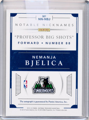 Panini 2015-2016 National Treasures  Notable Nicknames  #NN-NBJ Nemanja Bjelica 19/25