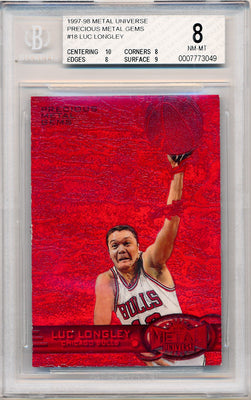 Skybox 1997-1998 Metal Universe Championship Precious Metal Gems Red #18 Luc Longley 68/100 / BGS Grade 8