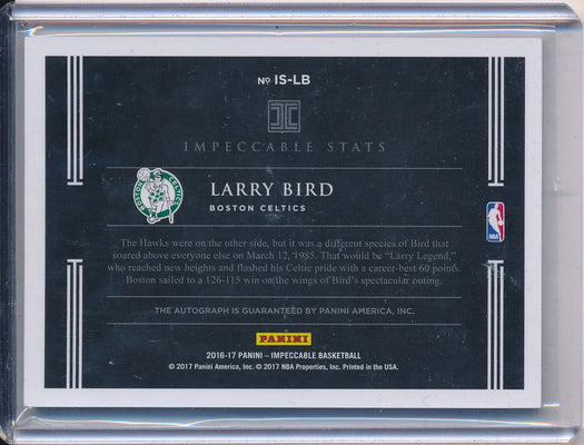 Panini 2016-2017 Impeccable Stats Career High Points #IS-LB Larry Bird 26/60