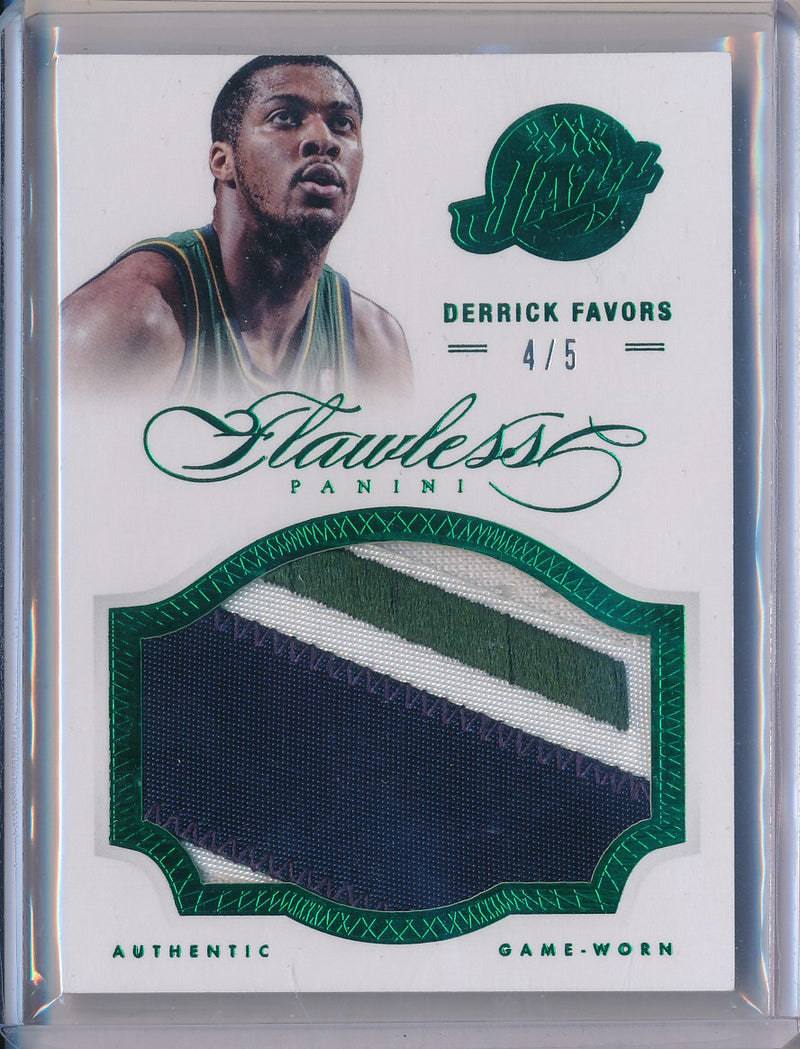 Panini 2012-2013 Flawless Emerald Jumbo Patches #25 Derrick Favors 4/5