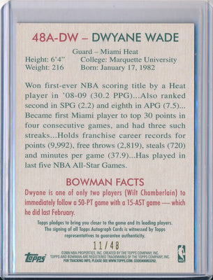 Topps 2009-2010 Bowman   Basketball #48A-DW Dwyane Wade 11/48