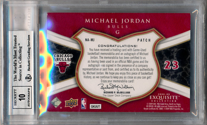 Upper Deck 2008-2009 Exquisite Collection Noble Nameplates #NAMJ Michael Jordan 9/18 / BGS Grade 8.5 / Auto Grade 10