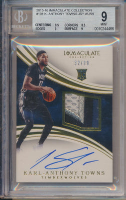 Panini 2015-2016 Immaculate RPA #101 Karl-Anthony Towns 32/99 / BGS Grade 9 / Auto Grade 10